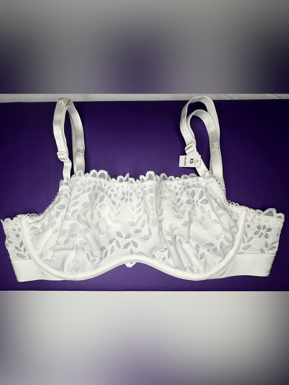 XS Victoria's Secret PINK Wink Unlined Scoop Bra White